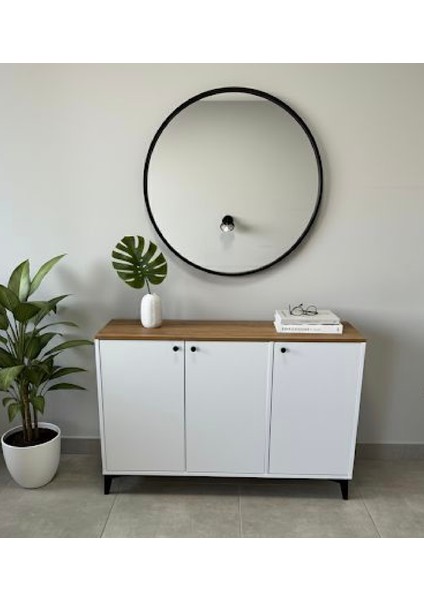 3 Kapaklı Kahve Köşesi Dolabı Raflı Çok Amaçlı Dolap