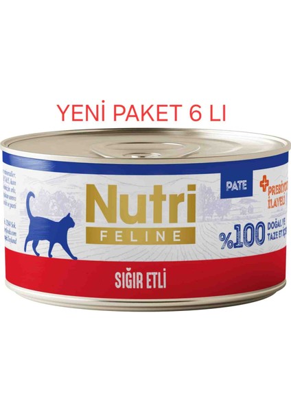 Yetişkin Kediler Için Sığır Etli 85GR Tahılsız Yaş Mama x 6 Lı Paket
