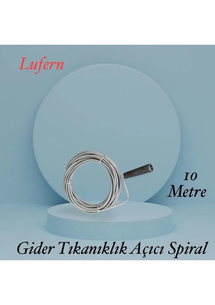 Premium 10 Metre Tıkanıklık Kanal Açma Klozet Gider Açıcı Boru Temizleme Spiral Tel Susta Manuel Uç