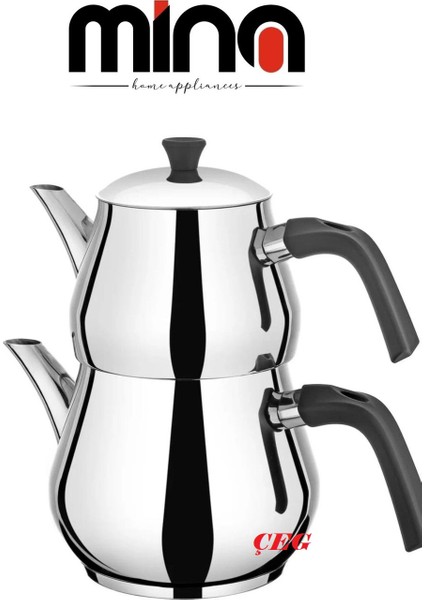 Damla Orta Boy Paslanmaz Çelik Çaydanlık Takımı 1.00L – 1.80L Çeg