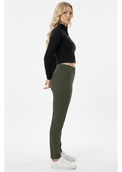 Kadın Haki 2 Iplik Eşofman Alt Cepli Klasik PAÇA-P376 fiyatları