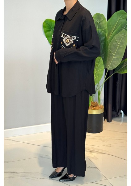 Nakış ve Işleme Detaylı Takım 34839 Siyah fiyatları