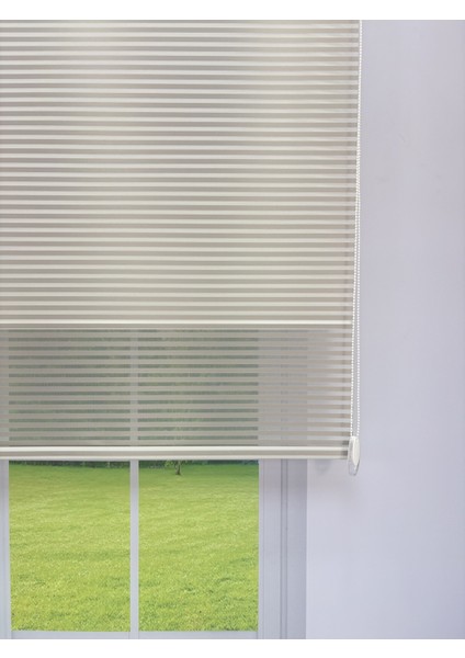 Luna Serisi Açık Gri Tül Beyaz Stor Perde %100 Blackout, Çift Mekanizmalı, Kolay Montaj fiyatları