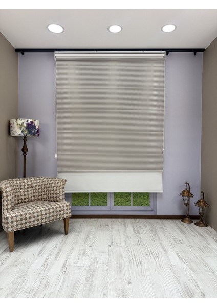 Luna Serisi Açık Gri Tül Beyaz Stor Perde %100 Blackout, Çift Mekanizmalı, Kolay Montaj indirimleri