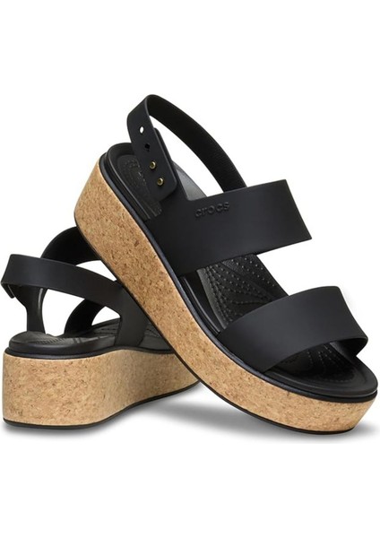 Brooklyn Cork Low Wedge Siyah Kadın Sandalet