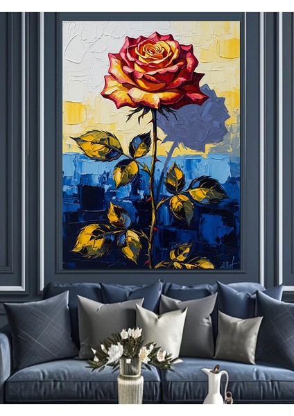 Güllü Mozaik Soyut Çiçekler Dekoratif Kanvas - Mdf Ahşap Tablo
