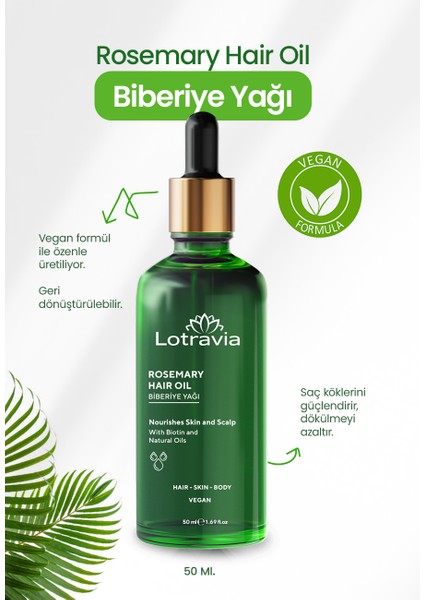 Biberiye Yağı | Saç Bakım Yağı – Saç Dökülmesine Karşı, Hızlı Uzama, Yoğun Onarım