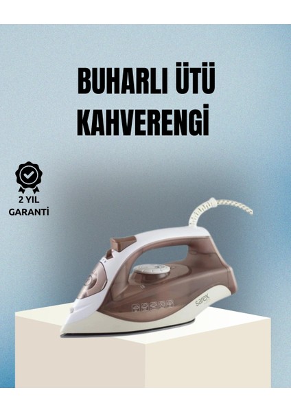 Buğz 2200 Watt Buharlı Ütü Kahverengi Seramik Taban Şok Buharlı