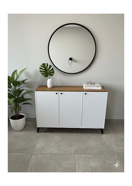 3 Kapaklı Kahve Köşesi Dolabı Raflı Çok Amaçlı Dolap