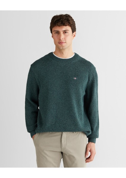 Erkek Yeşil Relaxed Fit Bisiklet Yaka Triko 8925338T.374