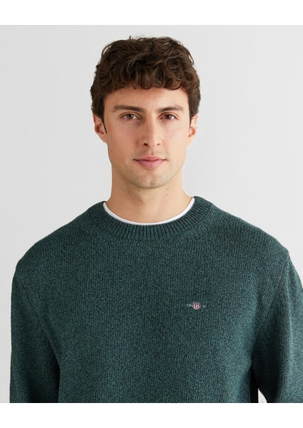 Erkek Yeşil Relaxed Fit Bisiklet Yaka Triko 8925338T.374 fırsatları