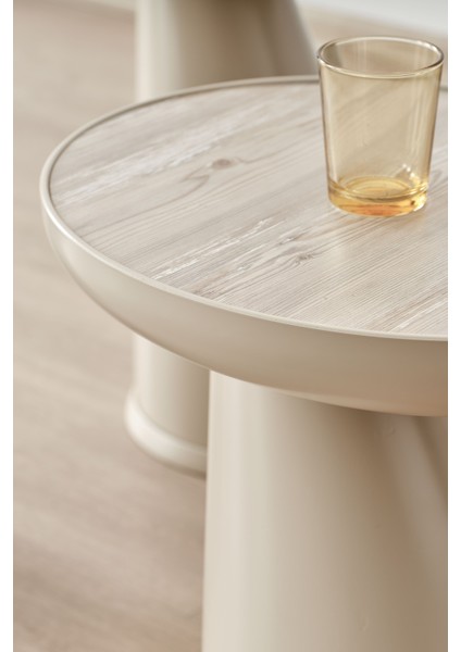 Elips 3'lü Sehpa, Yan Sehpa, Zigon Sehpa -Bej & Soho ( Bej Renk ) Desenli Renk Tabla indirimleri