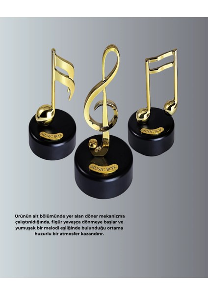 Buğz Sol Anahtarı Figürlü Dönen Müzik Kutusu Altın Renk Dekoratif fırsatları