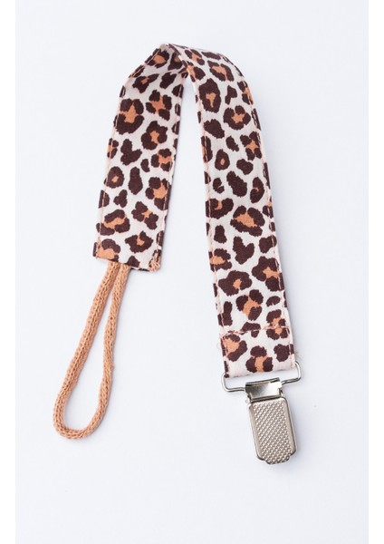 Taba - Leopar Emzik Askısı Seti - 2'li Emzik Zinciri Seti - %100 Pamuk Kumaş modelleri