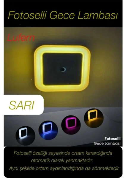 Fotoselli Gece Lambası Karanlıkta Otomatik Yanıp Sönen Aydınlığa Duyarlı Koridor Antre Loş LED Işık