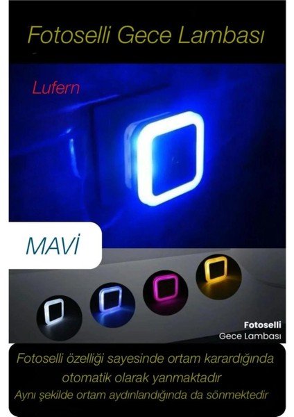Fotoselli Gece Lambası Karanlıkta Otomatik Yanıp Sönen Aydınlığa Duyarlı Koridor Antre Loş LED Işık