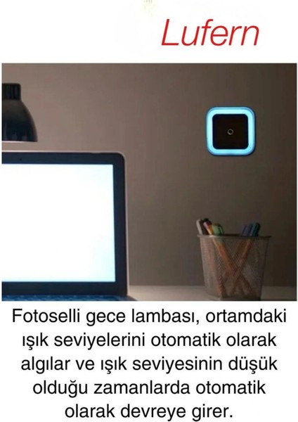 Fotoselli Gece Lambası Karanlıkta Otomatik Yanıp Sönen Aydınlığa Duyarlı Koridor Antre Loş LED Işık fiyatları