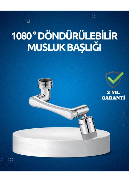 Buğz Dönen Musluk Başlığı 1080 Derece Ayarlanabilir Filtreli Sprey Uç