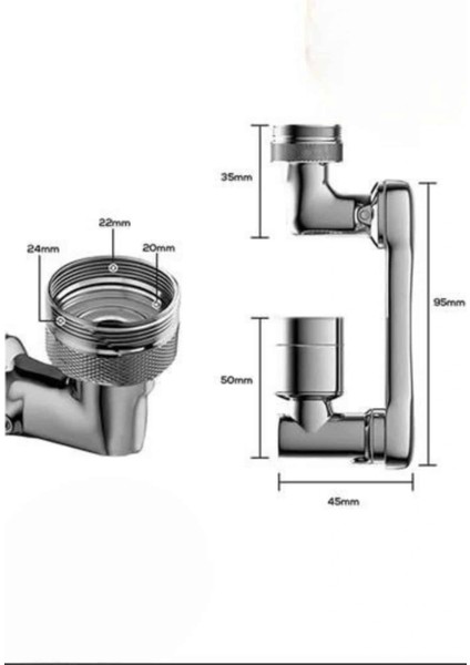 Buğz Dönen Musluk Başlığı 1080 Derece Ayarlanabilir Filtreli Sprey Uç fırsatları
