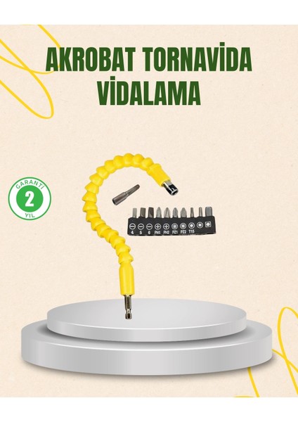 Buğz 12 Parça Akrobat Vidalama Uç Seti Esnek Dar Alan Kullanım