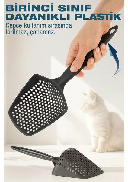 Buğz Mikro Delikli Kedi Kumu Küreği – Kum Israfını Önleyen Dayanıklı Ergonomik Temizlik Küreği
