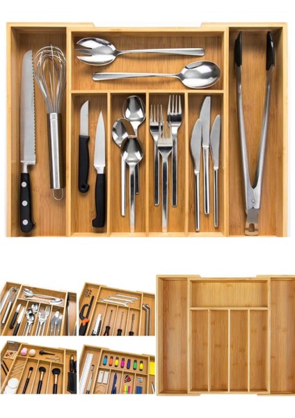 Bambu 5-7 Bölmeli Çekmece Içi Düzenleyici- Ayarlanabilir Bambu Çatal Kaşık Düzenleyici Organizer fiyatları