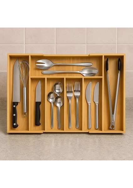 Bambu 5-7 Bölmeli Çekmece Içi Düzenleyici- Ayarlanabilir Bambu Çatal Kaşık Düzenleyici Organizer modelleri