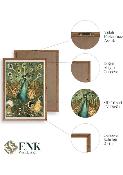 Nouveau Vintage Peacock Ahşap Çerçeveli Tablo fırsatları