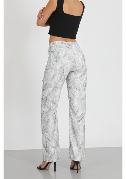 Su Yeşili Desenli Palazzo Pantolon modelleri