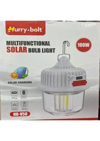 Hurry Bolt HB-V50 100W Güneş Şarjlı Solar Lamba Kamp (5047) fırsatları