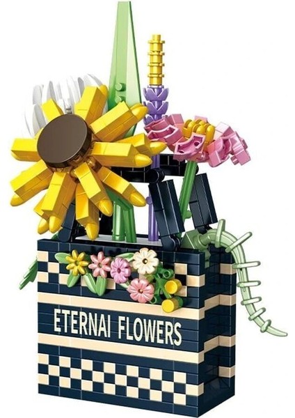 Buğz P1074 Panlos Çanta Buket Çiçek 628 Parça Block Oyuncak