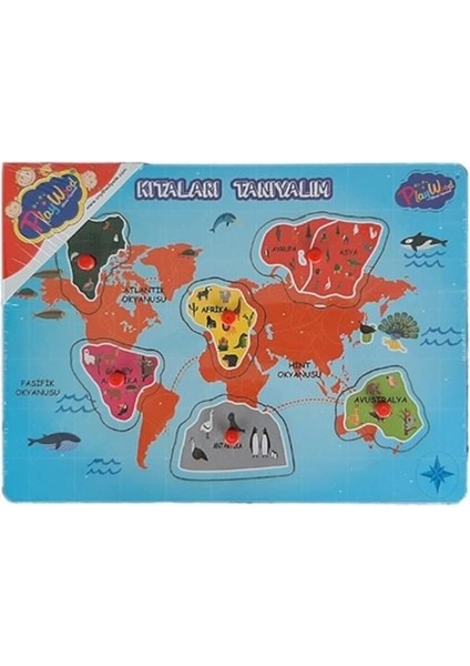 Ahşap Eğitici Puzzle Kıtalar ve Bölgeler