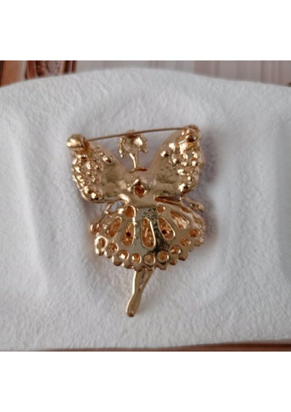 Kırmızı Tütü Etekli Mor Kanatlı Kristal Taşlı Bale Dansçısı Peri Broş-Özel Tasarım Kristal Taşlı Gold Yaka Iğnesi fiyatları
