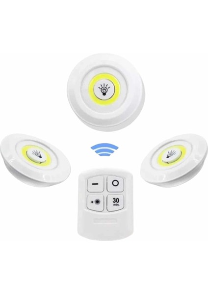 Dolap Işığı Mutfak Rafı Işığı Uzaktan Kumandalı 3 Lü Spot LED Lamba - ER001Y-53DK96 fırsatları