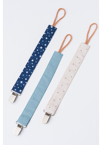 Lacivert Yıldız - Indigo - Vizon Puantiye Emzik Askısı Seti - 3'lü Emzik Zinciri Seti