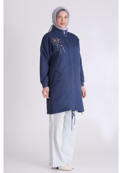 Büyük Beden Kapitone ve Işlemeli Tesettür Kap fiyatları