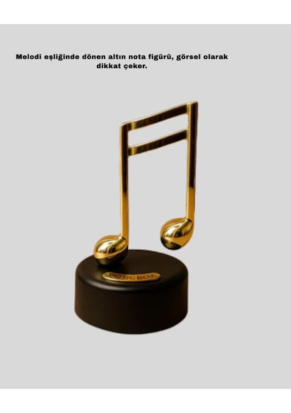 Buğz Altın Nota Figürlü Dönen Müzik Kutusu Dekoratif Music Box indirimleri