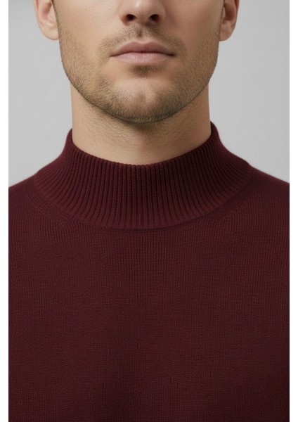 Erkek Slim Kesim Yumuşak Dokulu Tüylenmeyen Yarım Balıkçı Yaka Triko Kazak