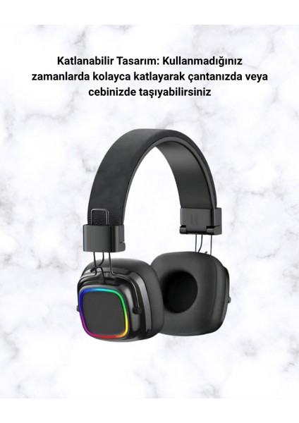 Bluetooth 5.3 Rainbow Işıklı Kulak Üstü Kablosuz Kulaklık - ER001Y-53DSD8 fiyatları