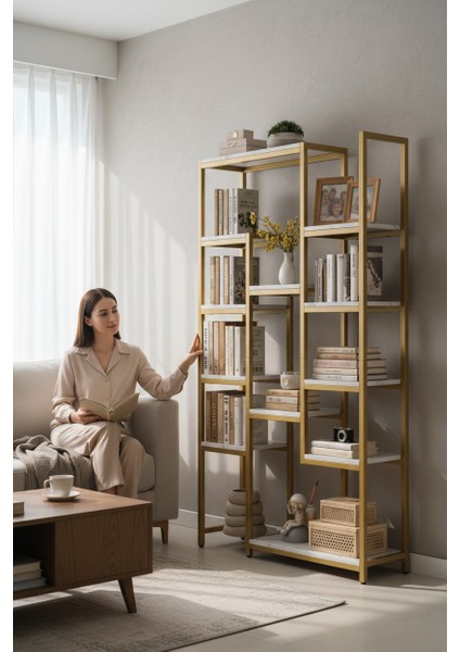 12 Raflı Metal Iskeletli Kitaplık Çok Amaçlı Aksesuar Rafı Düzenleyici Raf fiyatları