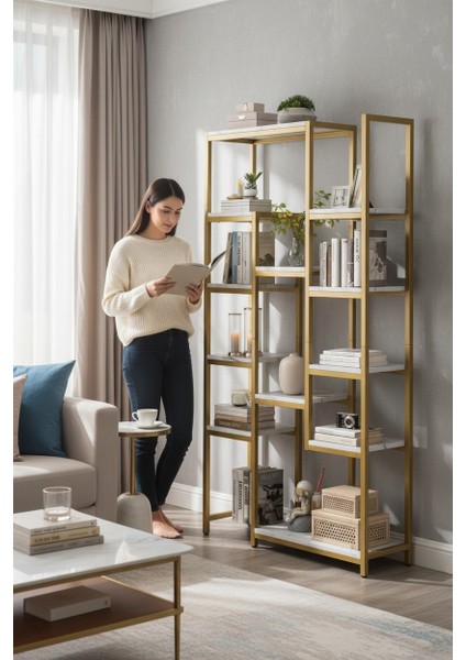 12 Raflı Metal Iskeletli Kitaplık Çok Amaçlı Aksesuar Rafı Düzenleyici Raf fırsatları