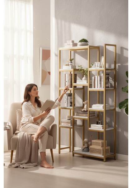 12 Raflı Metal Iskeletli Kitaplık Çok Amaçlı Aksesuar Rafı Düzenleyici Raf indirimleri