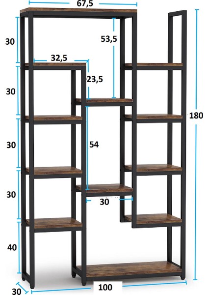 12 Raflı Metal Iskeletli Kitaplık Çok Amaçlı Aksesuar Rafı Düzenleyici Raf