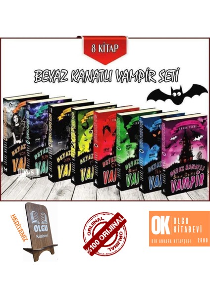 Beyaz Kanatlı Vampir 1-2-3-4-5-6-7-8 / 8 Kitap Set - Erkan Işeri / Telefon Tutuc Hediye