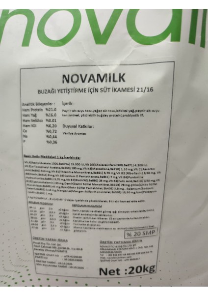 Novamilk Buzağı - Kuzu Yetiştirme Için Süt Ikamesi 20KG 21PROTEİN/16YAĞ modelleri