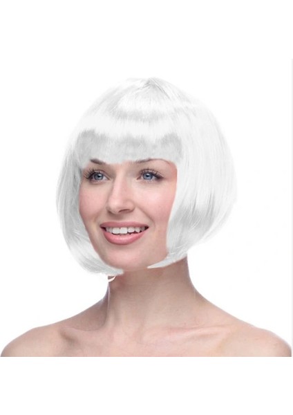 Buğz Beyaz Küt Peruk Saç