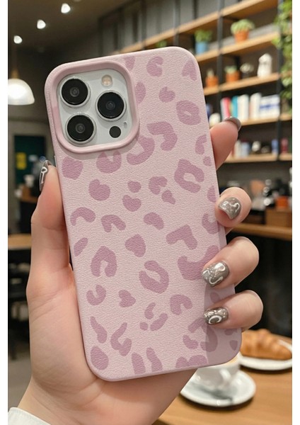 iPhone 16 Pro Kılıf Pembe Leopar Desenli Ince Yumuşak Silikon