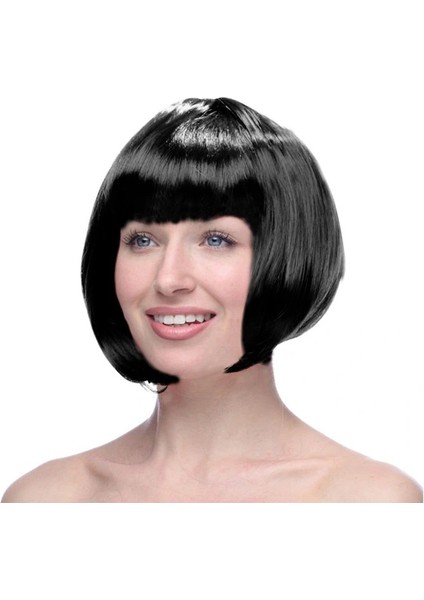 Buğz Siyah Renk Küt Peruk Saç