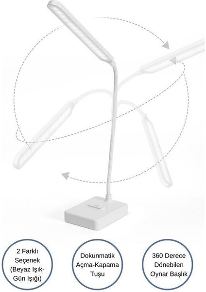 Mytechcat® Ince Uzun Usbli Dokunmatik 3 Kademeli 360 Derece Özel Göz Korumalı LED Lityum Masa Lambası fırsatları