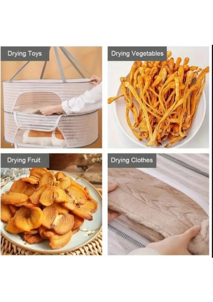3 Raflı Bölmeli Açık Havada Güneşte Bitki Meyve Sebze Kurutma Filesi Askısı Aparatı Aleti modelleri